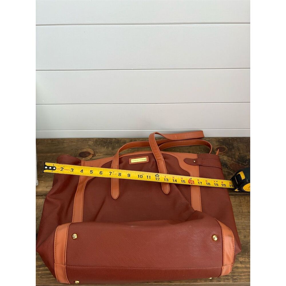 Adrienne Vittadini Women's Large Brown Leather Tote Bag - Picture 6 of 7